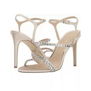 Crystal Embellished Nude Strappy High Heel Sandal